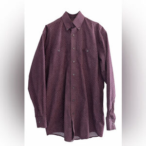 Western Rodeo Print Button Down Shirt George Strait Wrangler Cowboy Ranchwear M
